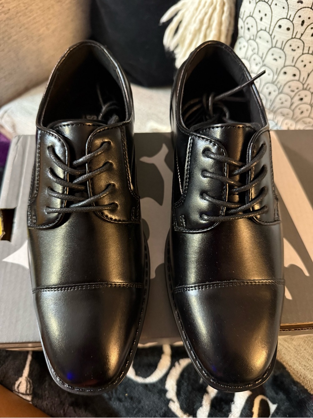 Stacy Adams Black Leather Cap-Toe Derby Dress Shoes